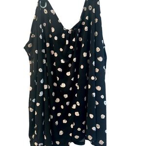 Lane Bryant Women’s Sleeveless Shirt Top Tank Black Polk Dot Stretch